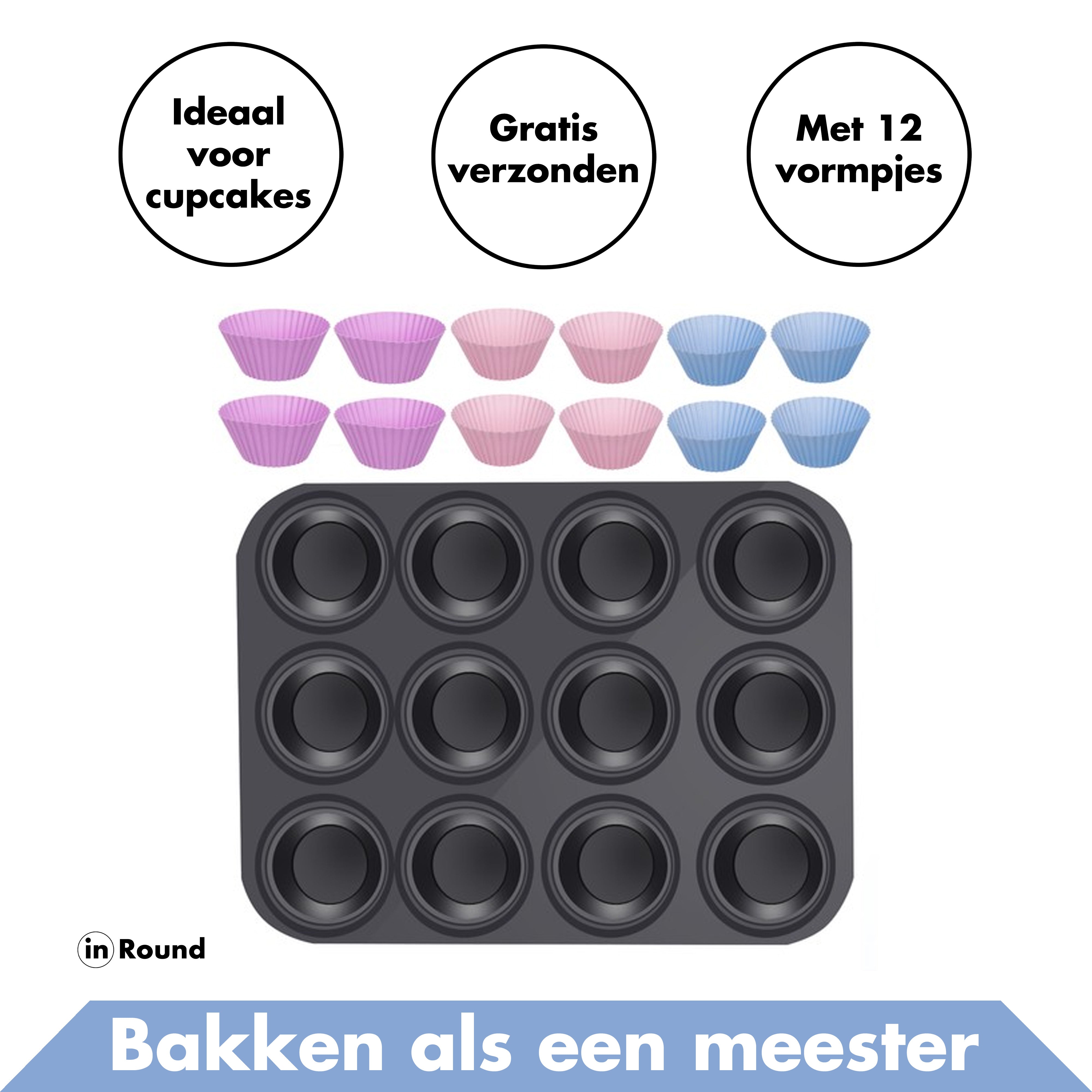 5 pack Cupcake bakvormen met vormpjes MET CUPCAKEMIX!