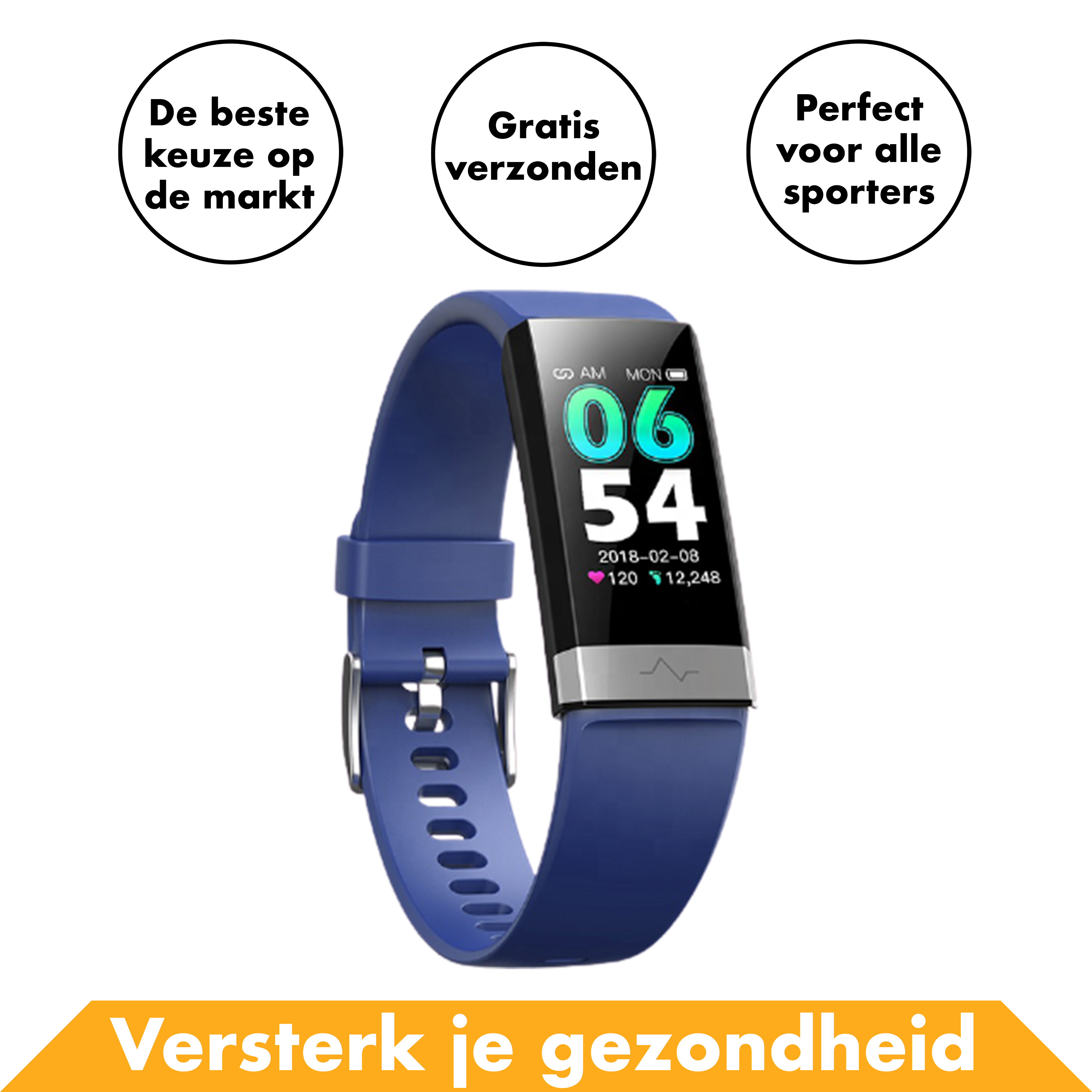 SmartWatch V19 - Blauw