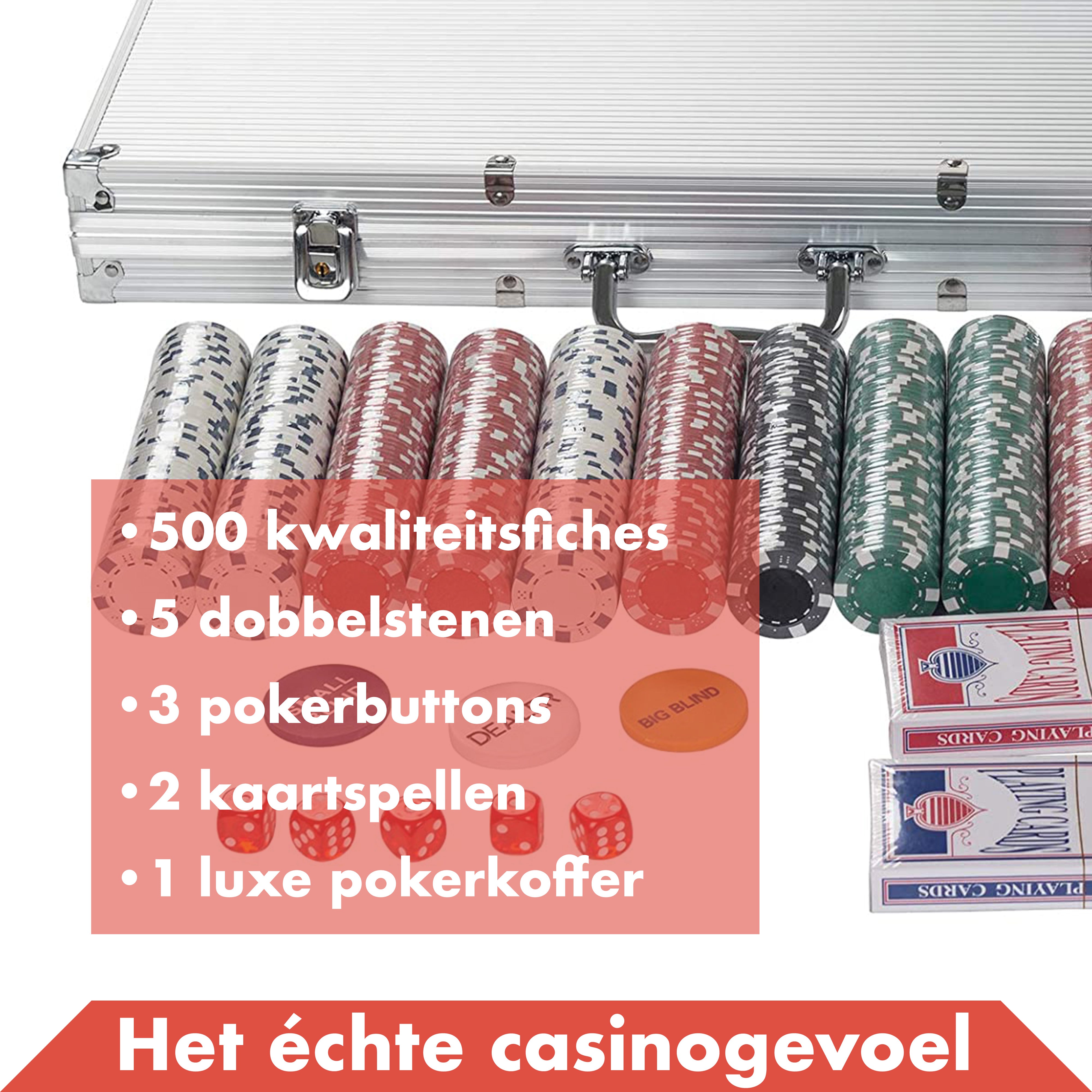 Pokerst 500 fiches met kaartschudmachine