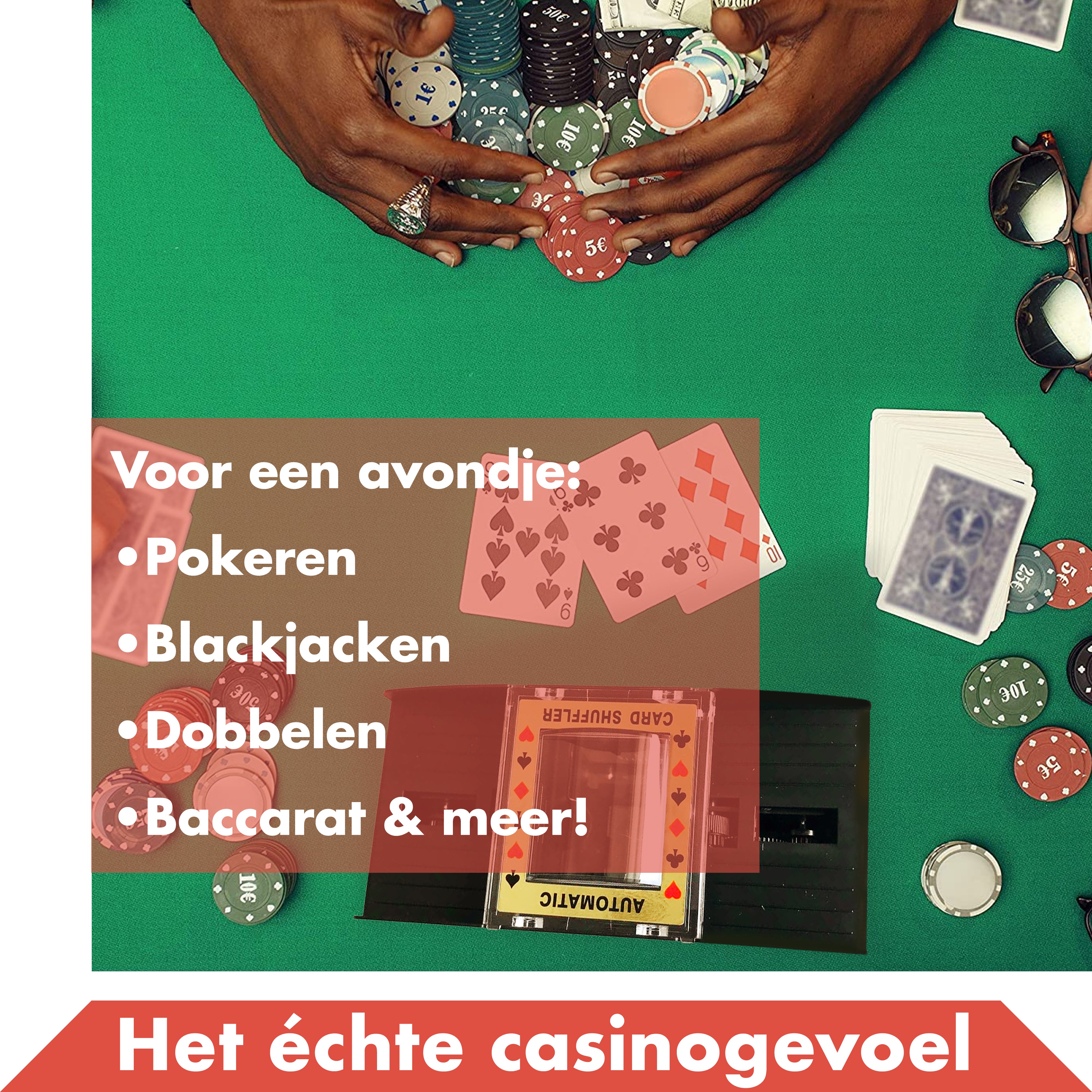 Pokerst 500 fiches met kaartschudmachine