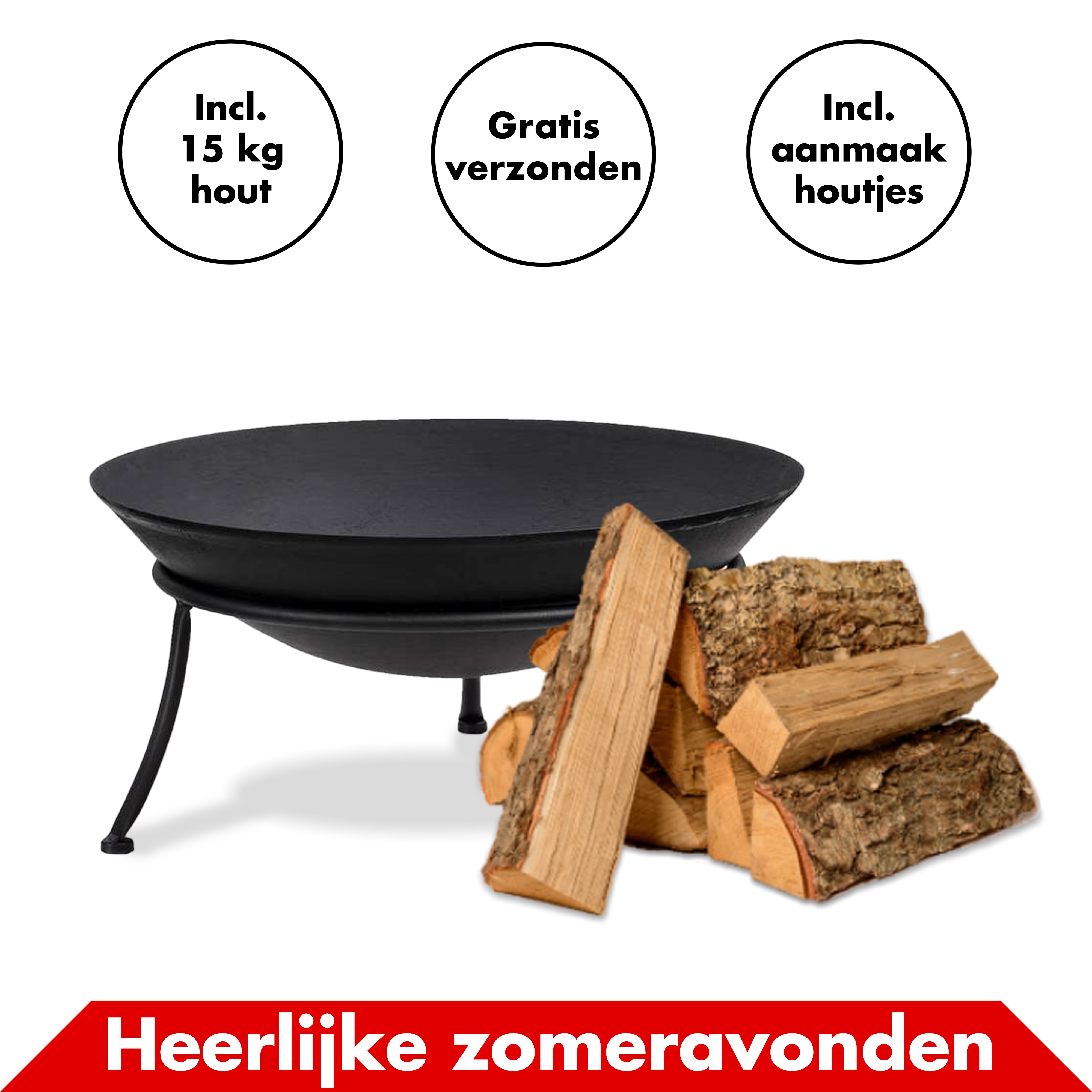 Vuurschaal met houtpakket